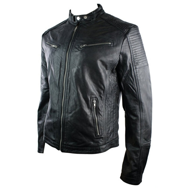 Real Leather Fitted Retro Style Men's Zipped Jacket | All For Me Today