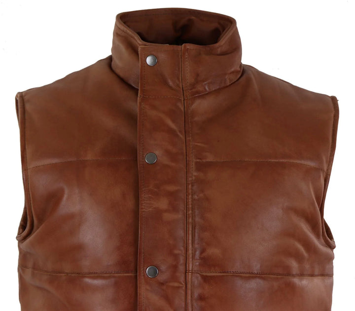 Real Leather Gilet Quilted Men's Puffer Waistcoat | All For Me Today