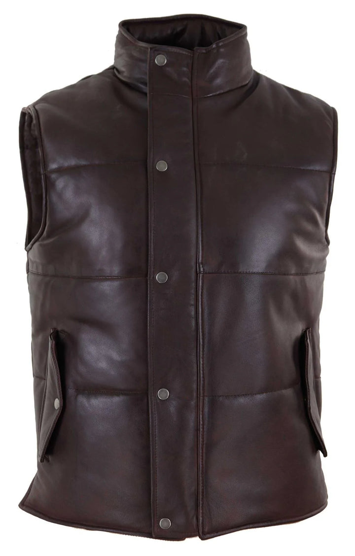 Real Leather Gilet Quilted Men's Puffer Waistcoat | All For Me Today