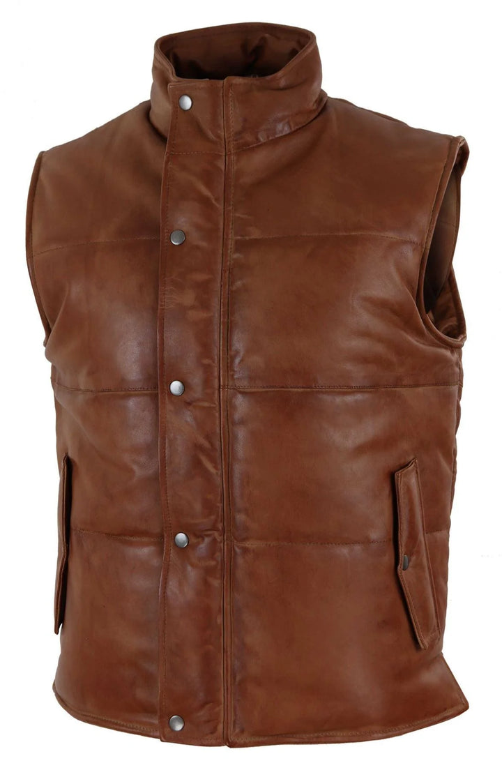 Real Leather Gilet Quilted Men's Puffer Waistcoat | All For Me Today