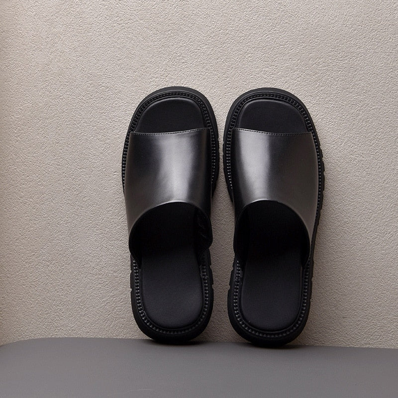 Real Leather Men's Platform Slippers | All For Me Today