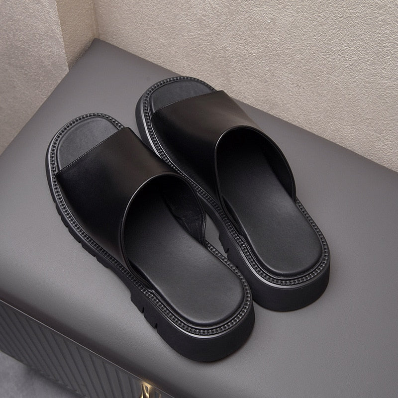 Real Leather Men's Platform Slippers | All For Me Today