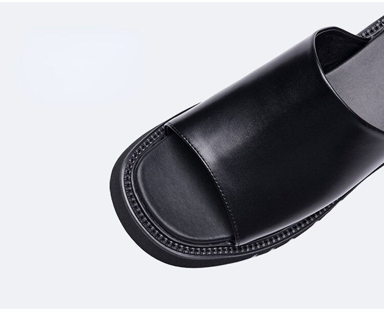 Real Leather Men's Platform Slippers | All For Me Today