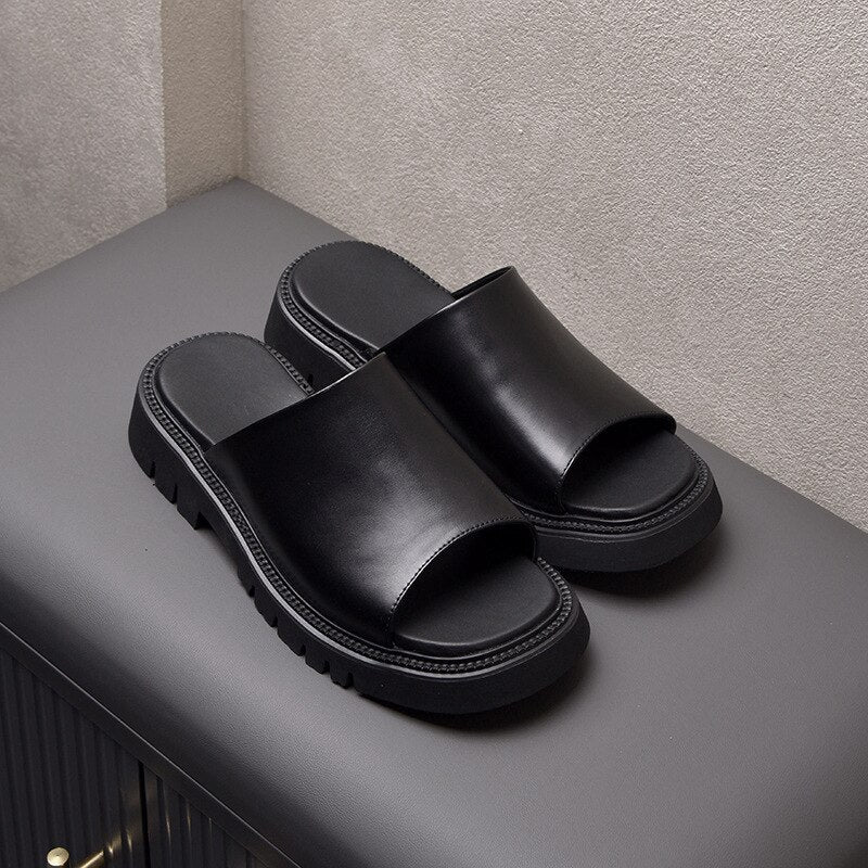 Real Leather Men's Platform Slippers | All For Me Today