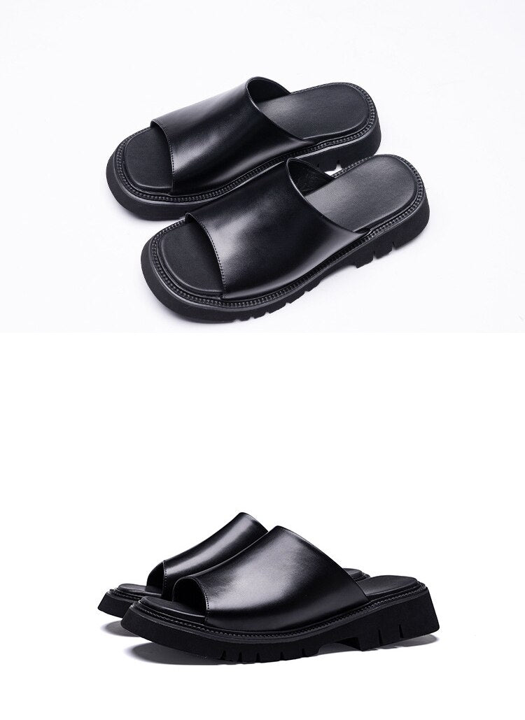 Real Leather Men's Platform Slippers | All For Me Today