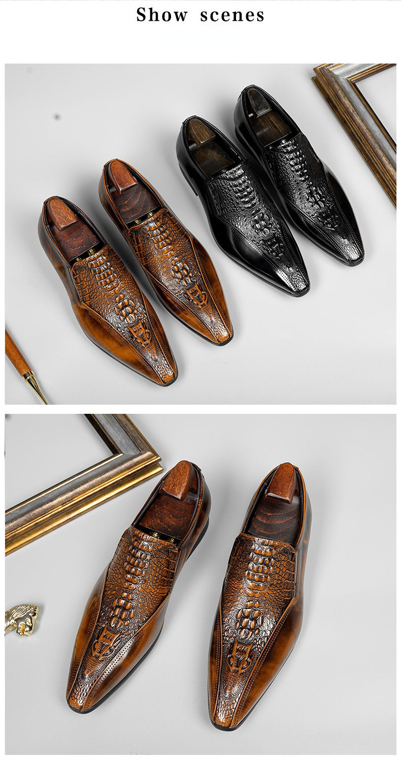 Real Leather Pattern Slip on Men's Shoes| All For Me Today