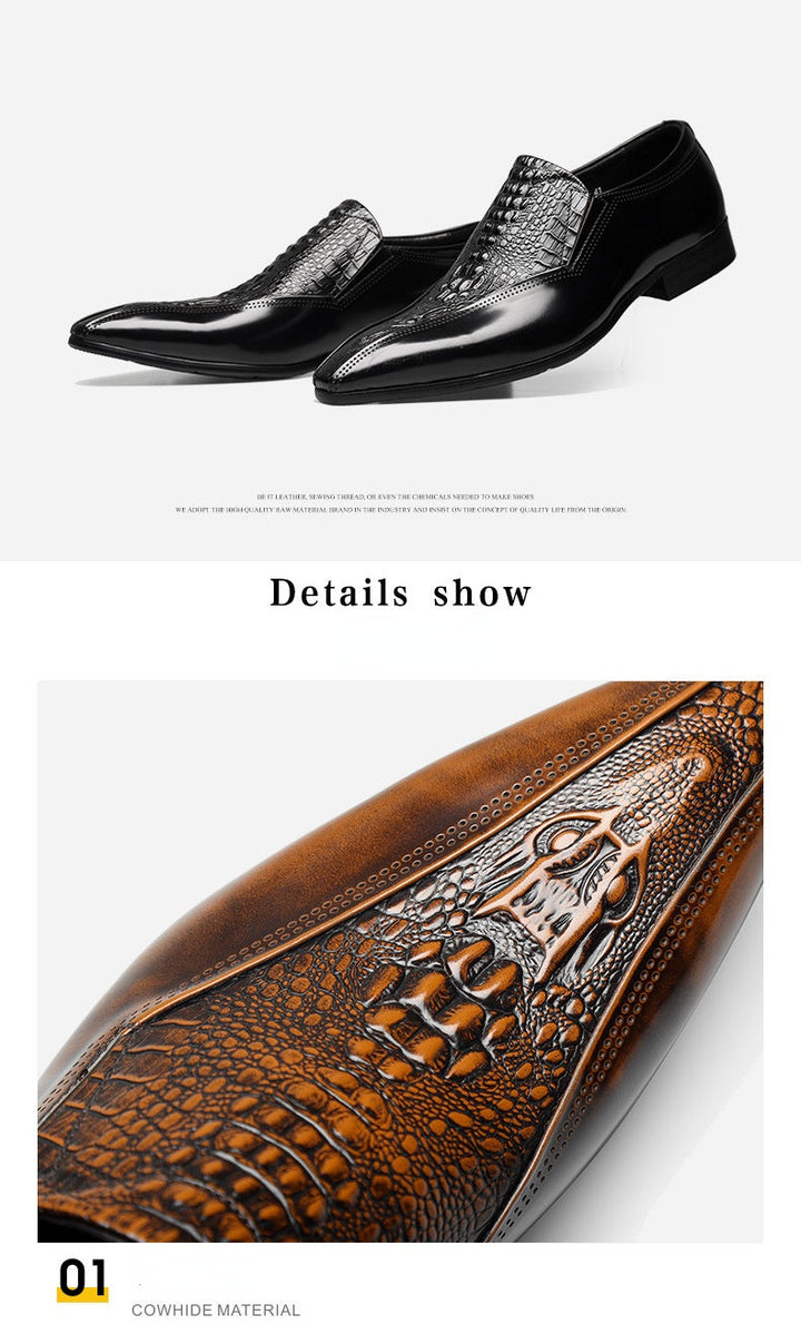 Real Leather Pattern Slip on Men's Shoes| All For Me Today