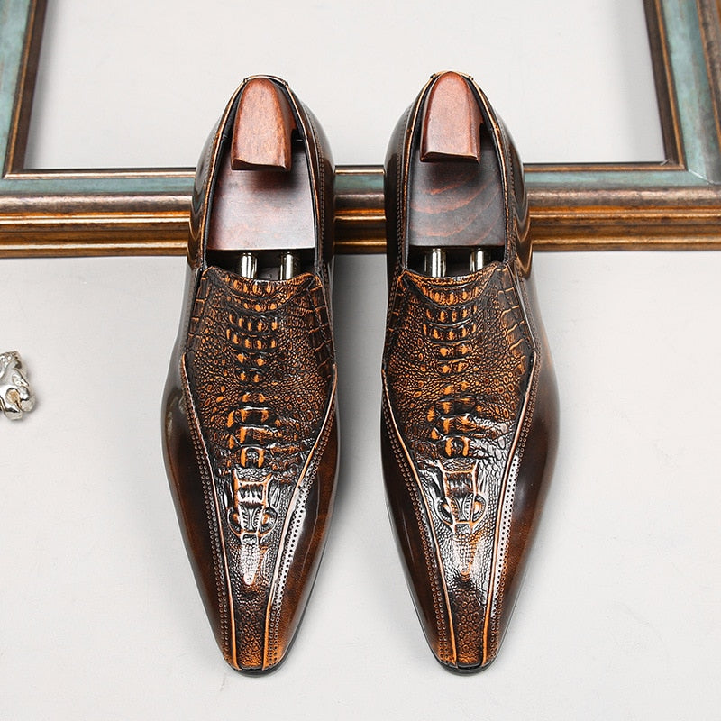 Real Leather Pattern Slip on Men's Shoes | All For Me Today