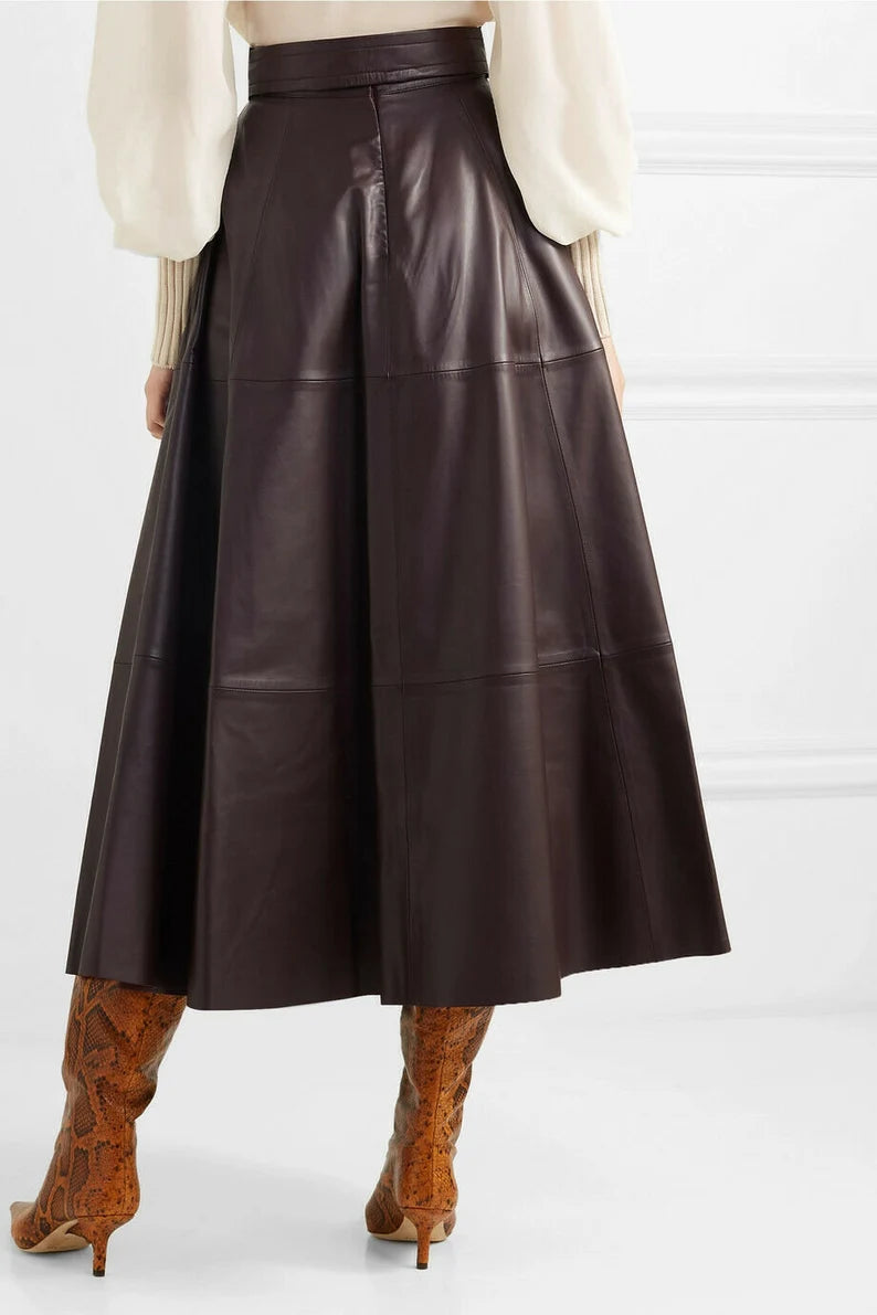 Real Plus Size Genuine Lambskin Leather Women's Skirt All For Me Today
