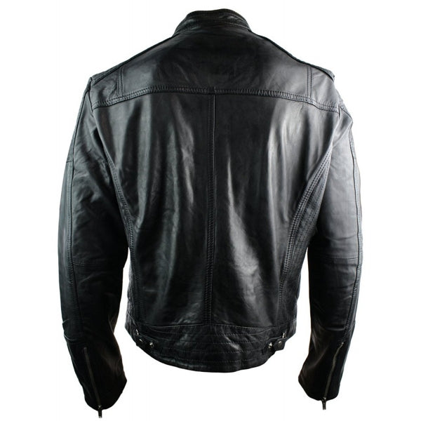 Real Leather Fitted Retro Style Men's Zipped Jacket| All For Me Today