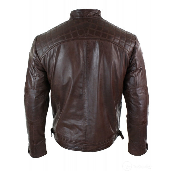 Retro Style Real Leather Men's Biker Zipped Jacket| All For Me Today