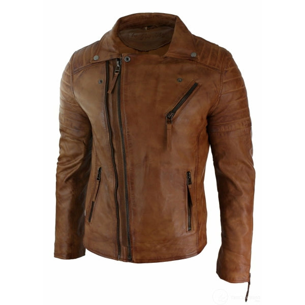 Cross Zip Real Leather Men's Slim Fit Brando Jacket| All For Me Today