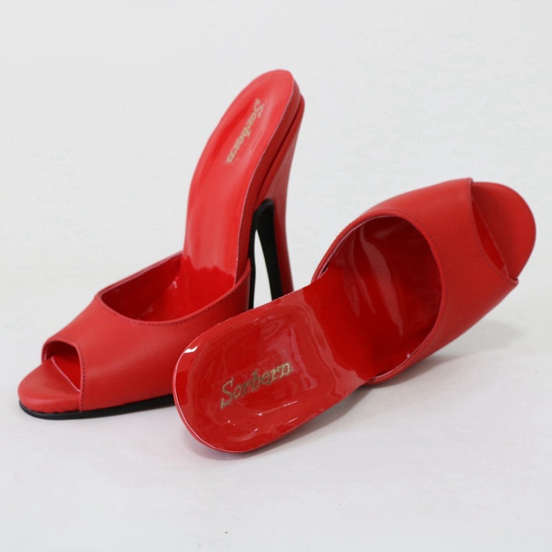 Red Matt Slip On Women's Stilettos Heel Sandals | All For Me Today