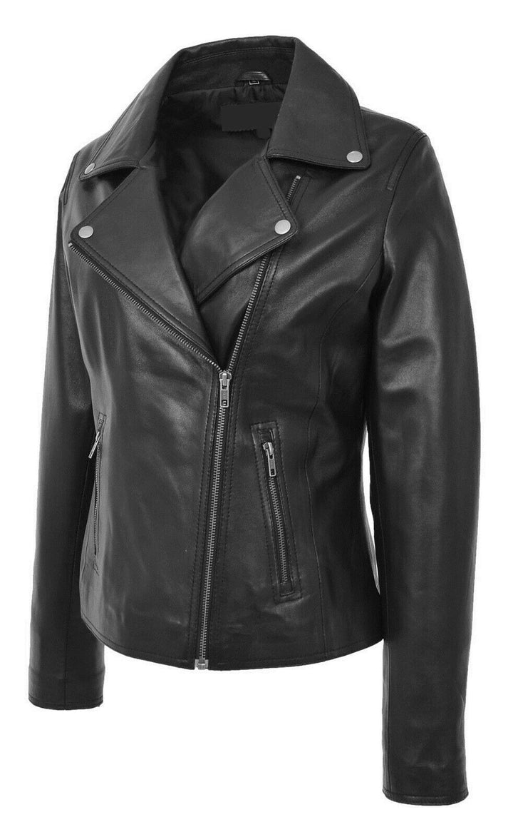 Red Sheepskin Leather Women Biker Jacket | All For Me Today