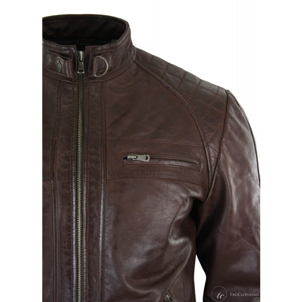 Retro Style Real Leather Men's Biker Zipped Jacket | All For Me Today