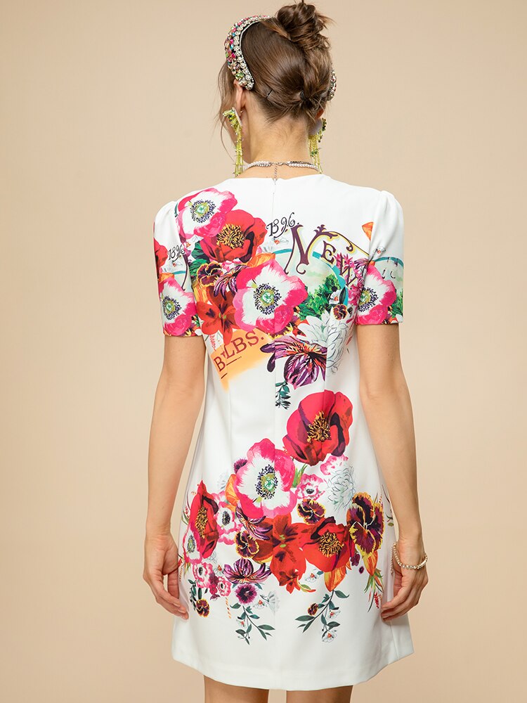 Flower Print Beading Women's Mini Dress| All For Me Today