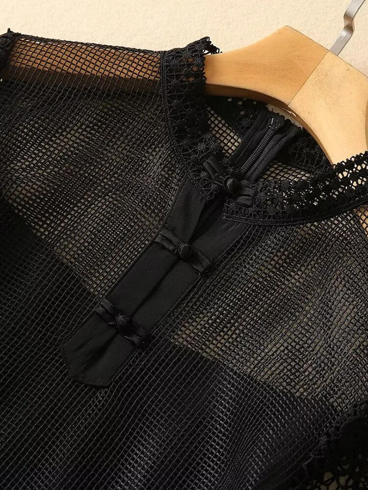 Mesh Long Sleeve Women's Midi Dress| All For Me Today