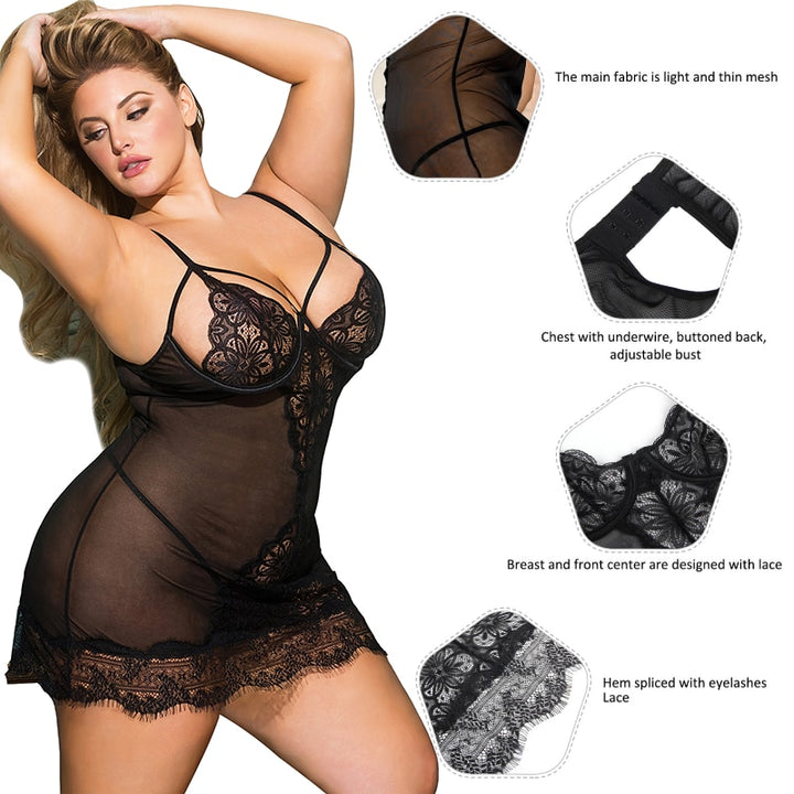 See Through Plus Size Women's Nightwear| All For Me Today