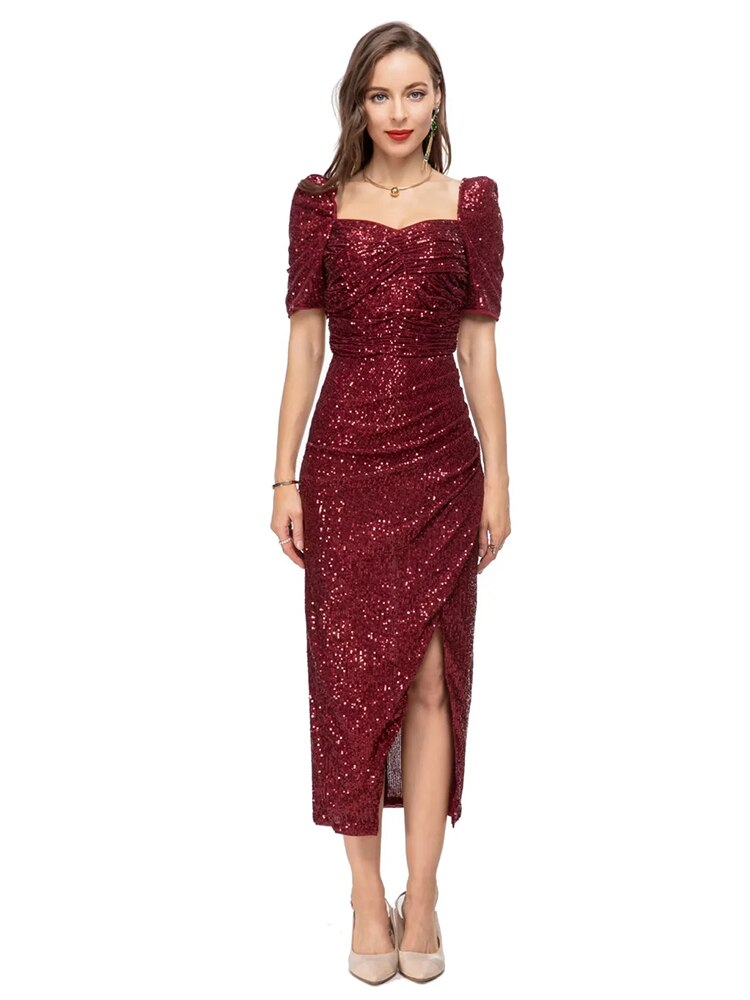Pencil Sequin High Waist Women's Midi Dress| All For Me Today