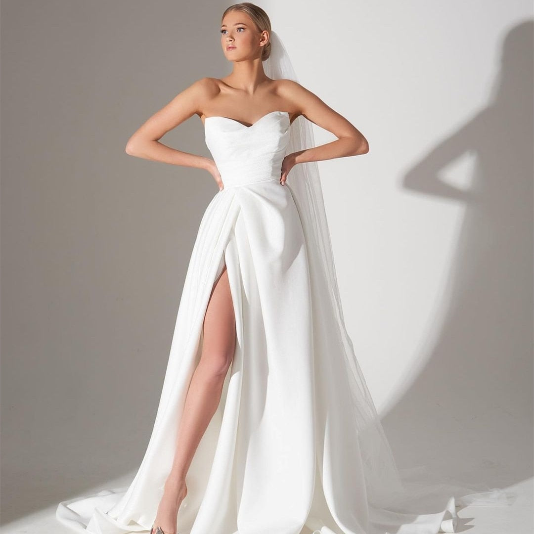 Elegant Side Slit Women's Wedding Dress| All For Me Today