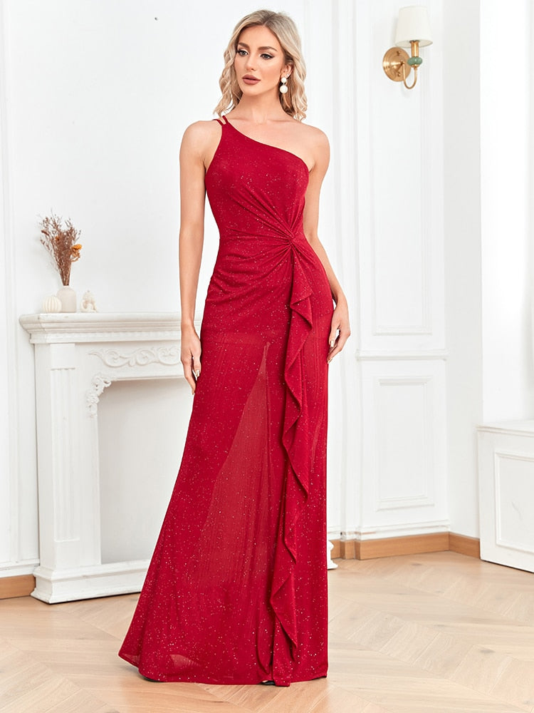 One Shoulder Shining Women's Long Prom Dress| All For Me Today