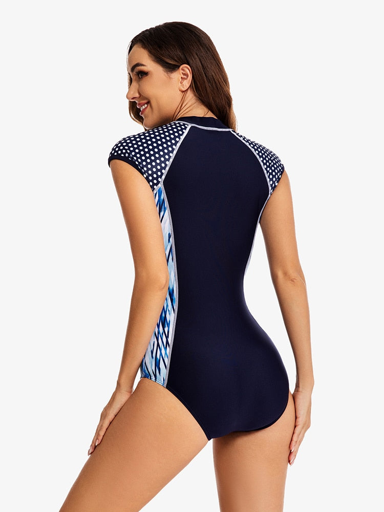 Short Sleeve Women's One Piece Sport Swimsuit| All For Me Today
