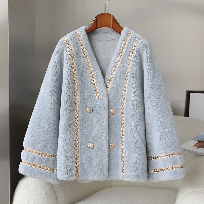Real Luxury Wool Women's Fur Jacket