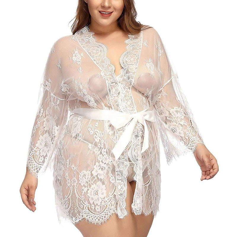 Bridesmaid See-though Plus Size Bath Robe Lingerie| All For Me Today