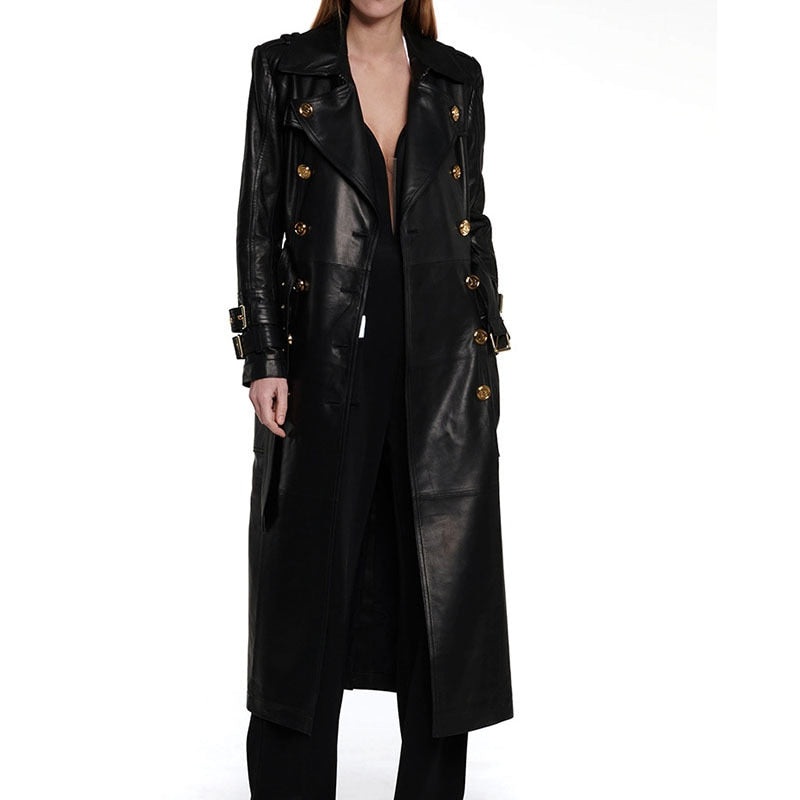Metal Button Women's Sheepskin Trench Coat| All For Me Today