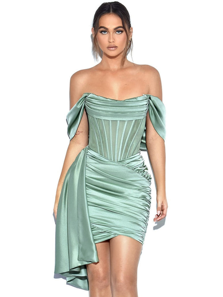 Satin Draping Corset Mini Dress| All For Me Today
