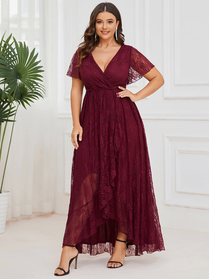 Short Sleeves See Through Plus Size Women's Evening Dress| All For Me Today
