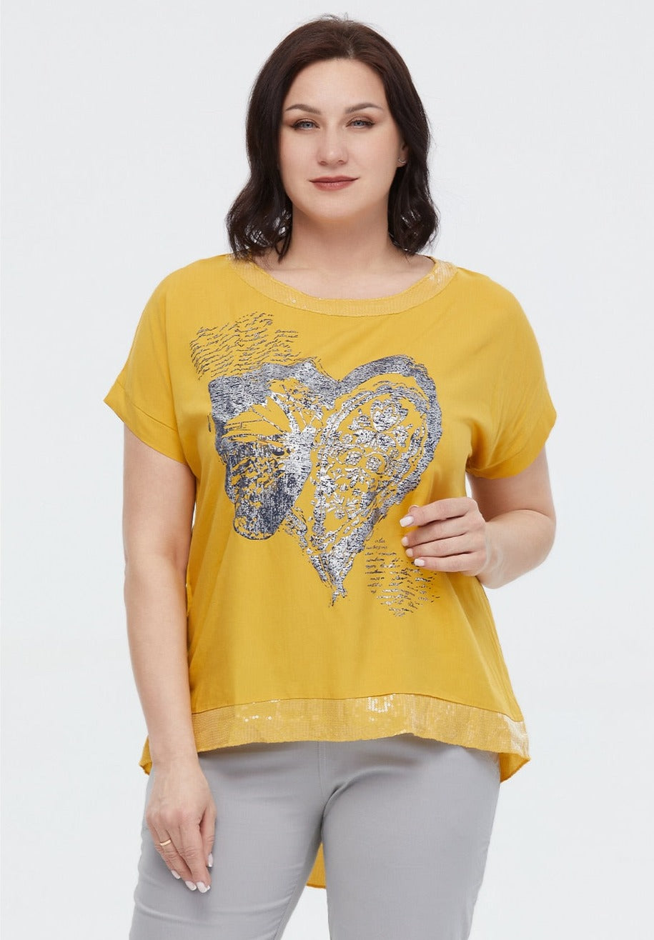 Sequins Print Plus Size Women's Cotton T-shirt| All For Me Today