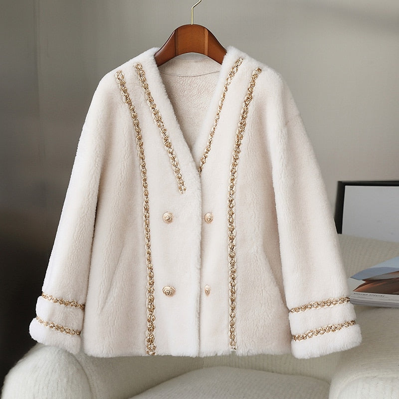 Real Luxury Wool Women's Fur Jacket