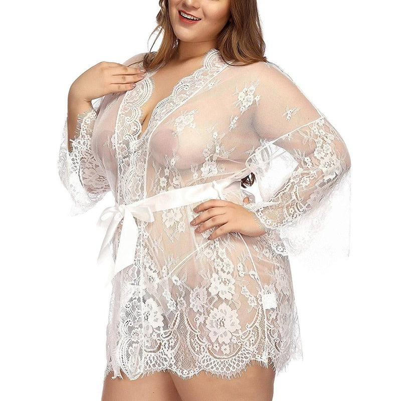 Bridesmaid See-though Plus Size Bath Robe Lingerie| All For Me Today