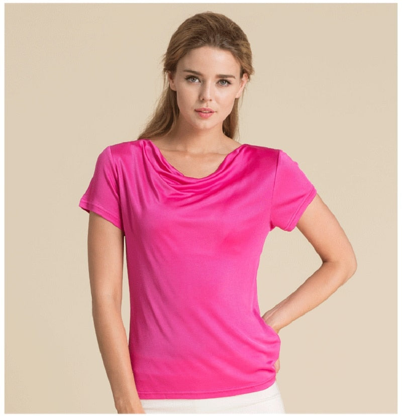 Short Sleeve Women's Real Silk T-shirt | All For Me Today