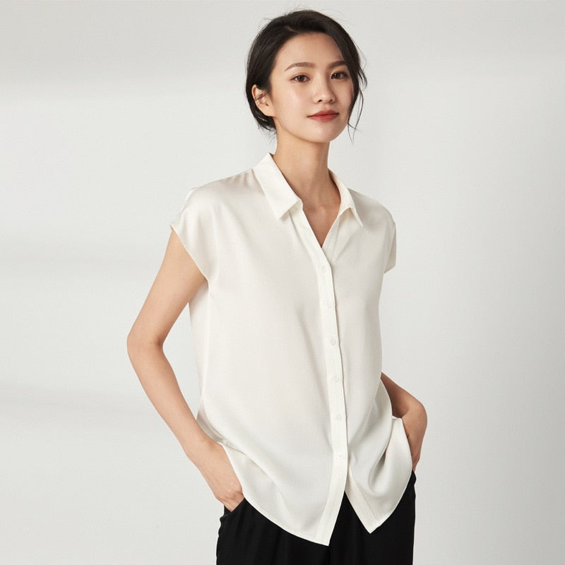 Short-sleeved Women's Silk Shirt | All For Me Today