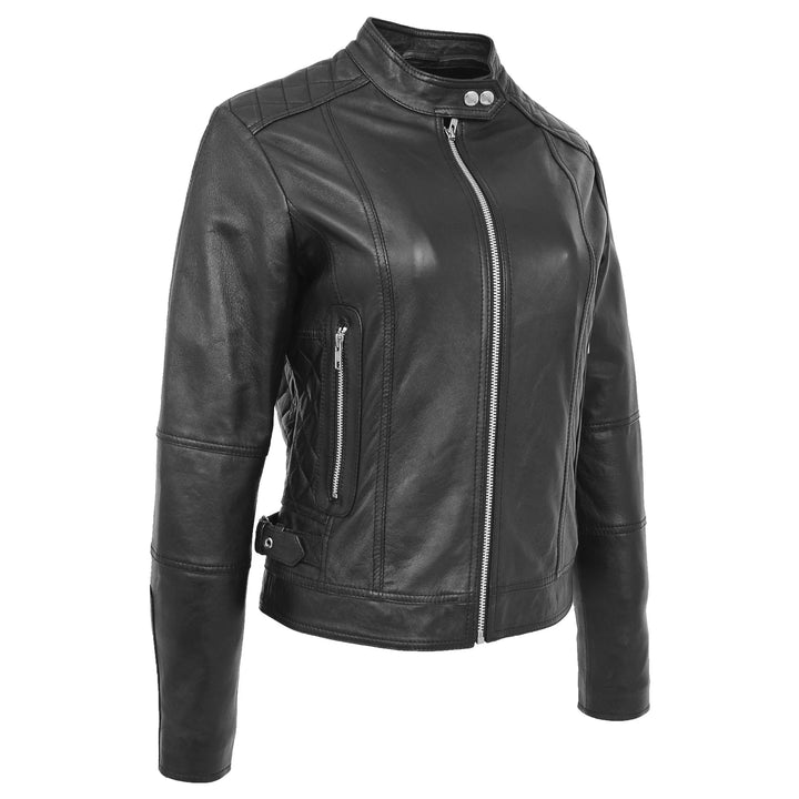 Soft Leather Stylish Fitted Women's Quilted Jacket All For Me Today