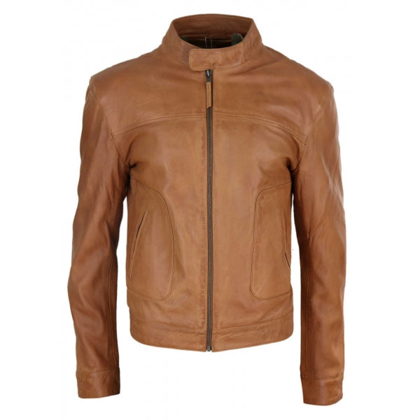 Soft Nappa Real Leather Men's Classic Tan Jacket | All For Me Today