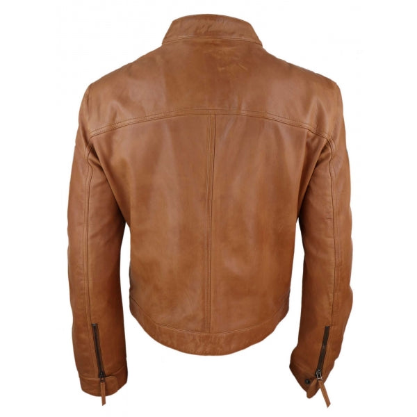 Soft Nappa Real Leather Men's Classic Tan Jacket | All For Me Today