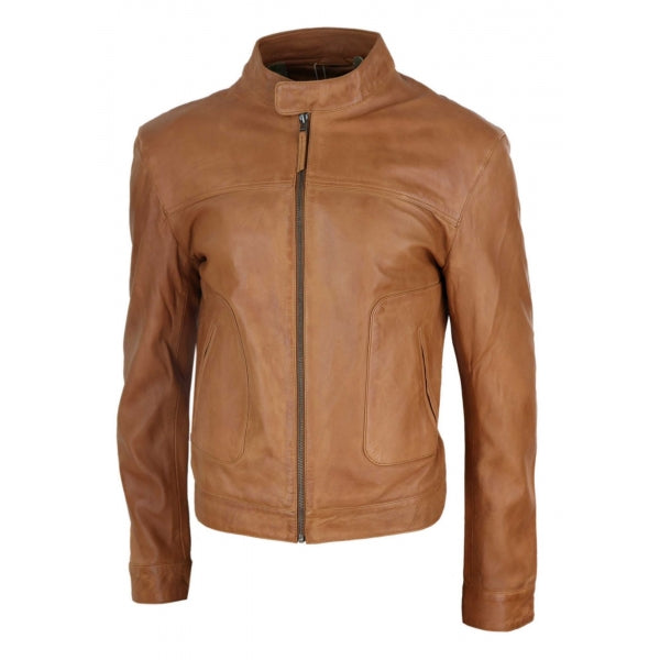 Soft Nappa Real Leather Men's Classic Tan Jacket | All For Me Today