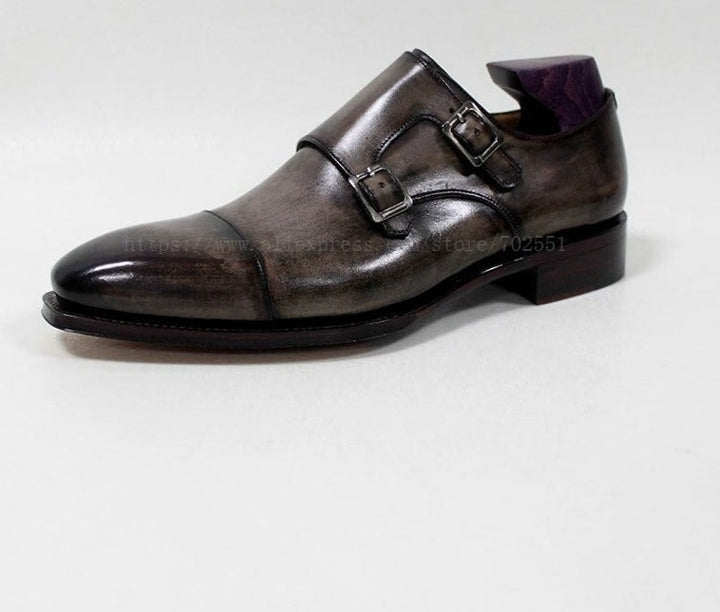 Square Captoe Double Monk Straps Oxford Shoes | All For Me Today