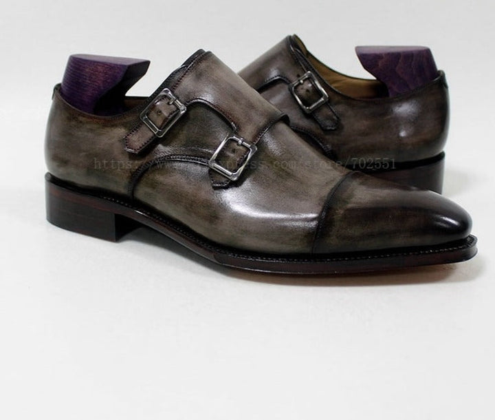 Square Captoe Double Monk Straps Oxford Shoes | All For Me Today