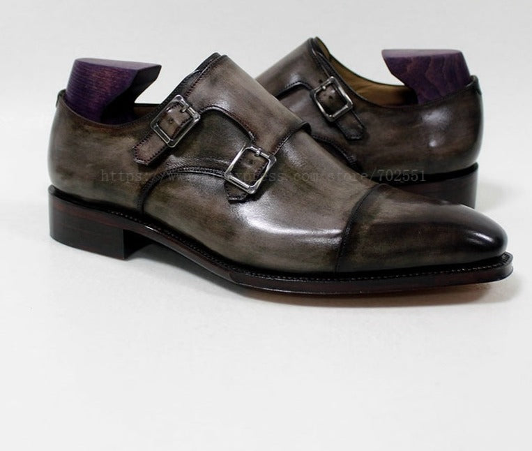 Square Captoe Double Monk Straps Oxford Shoes| All For Me Today