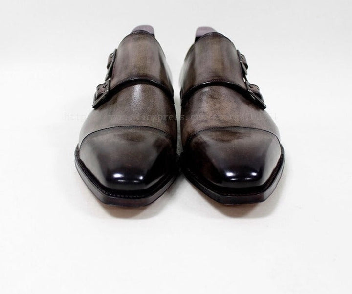 Square Captoe Double Monk Straps Oxford Shoes | All For Me Today