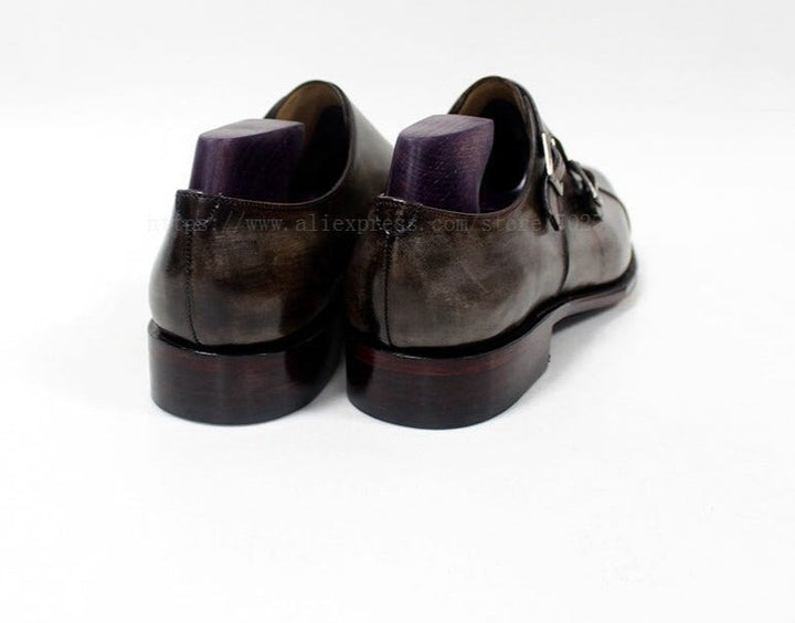 Square Captoe Double Monk Straps Oxford Shoes | All For Me Today