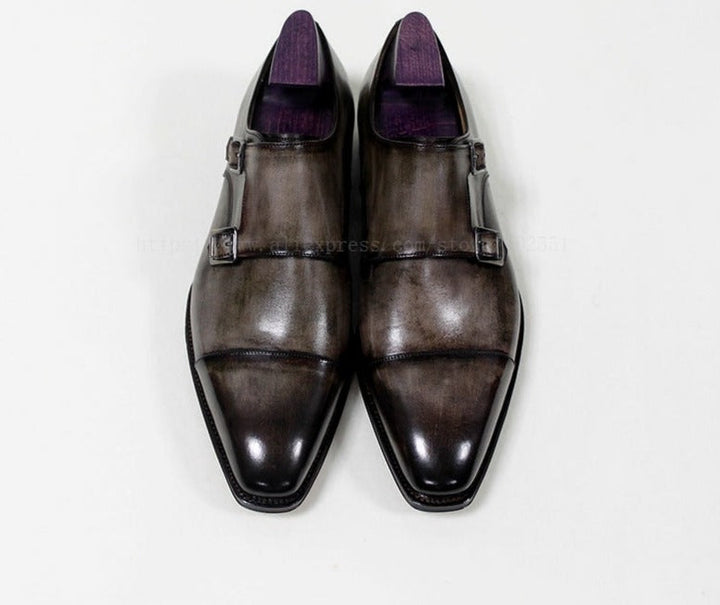 Square Captoe Double Monk Straps Oxford Shoes | All For Me Today