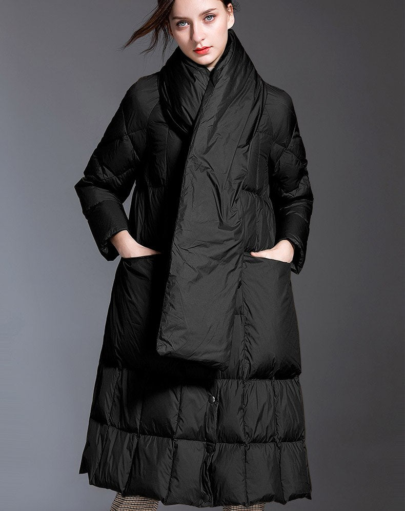 Stand-up Collar Women's Long Down Puffer Coat | All For Me Today