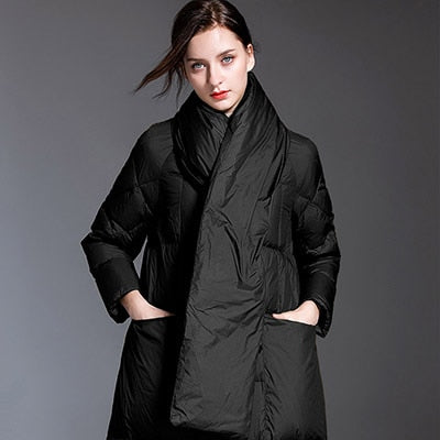 Stand-up Collar Women's Long Down Puffer Coat | All For Me Today