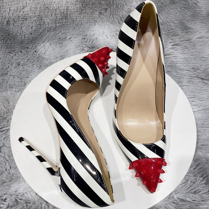 Striped Print Women's Stiletto Pumps | All For Me Today