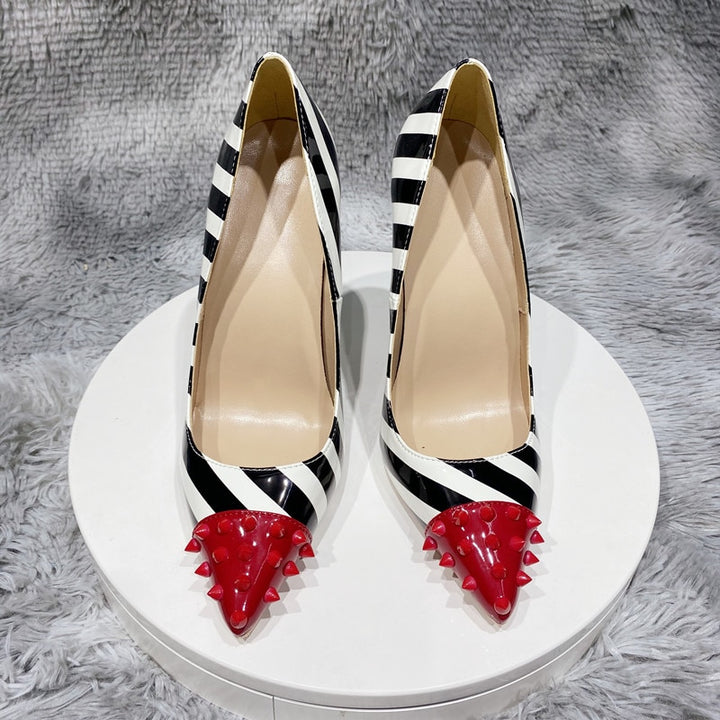 Striped Print Women's Stiletto Pumps | All For Me Today